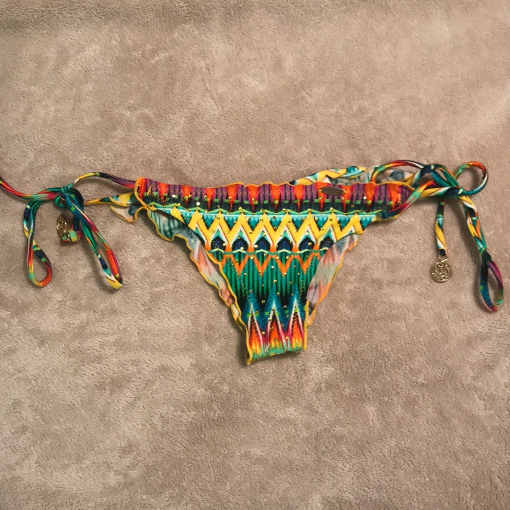 Luli Fama Wavy Ruched Tie Side Bottom